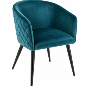 Teal Quilted Velvet Armchair Profile