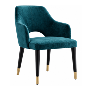 teal velvet accent chair with brass capped legs