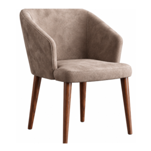 taupe upholstered side profile armchair